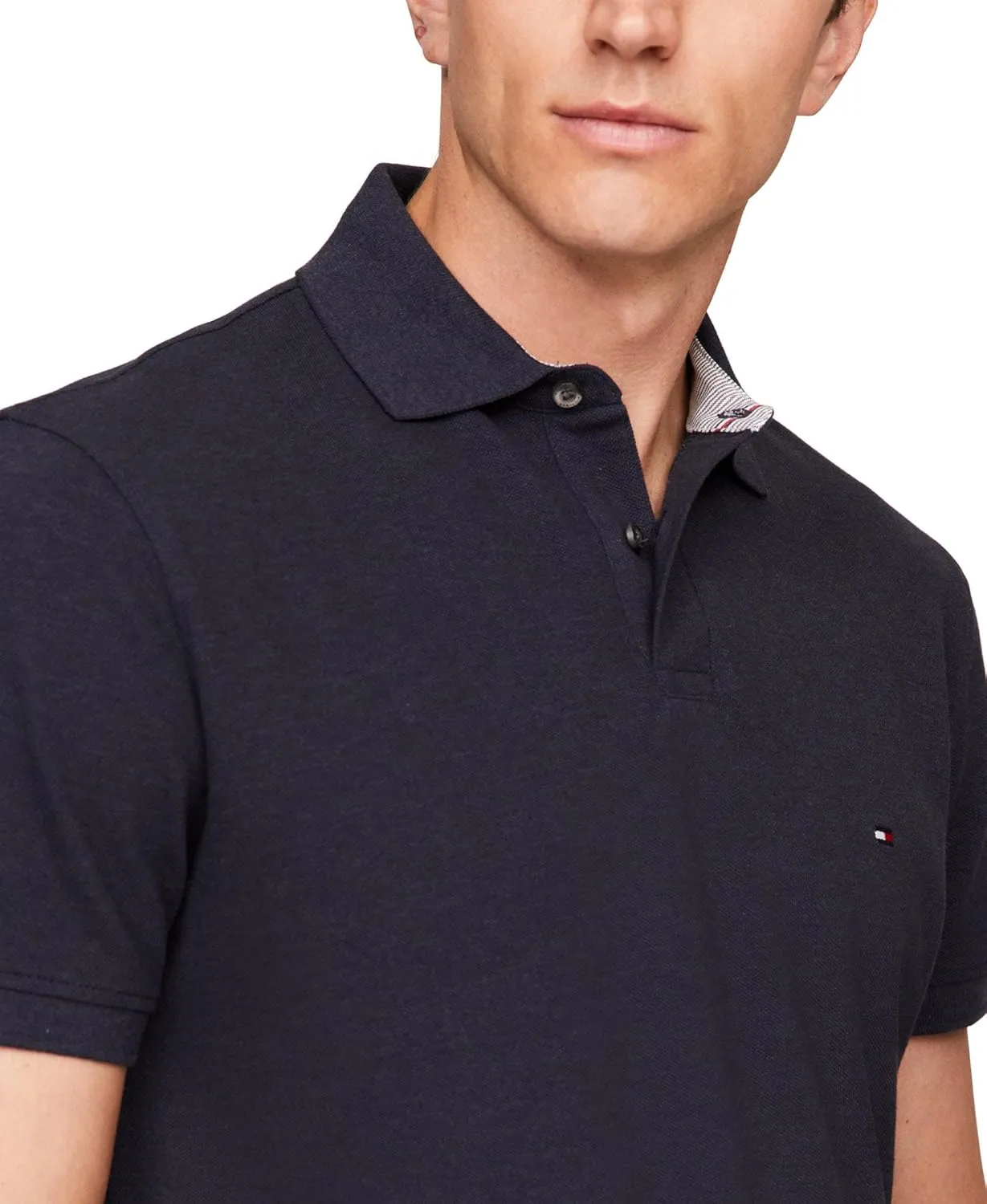 Tommy Hilfiger Men's Short Sleeve Polo Shirts in Classic Fit with Stretch and Organic Pique Cotton