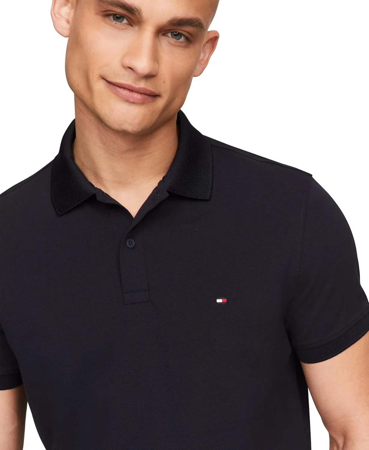 Tommy Hilfiger Men's Short Sleeve Polo Shirts in Classic Fit with Stretch and Organic Pique Cotton