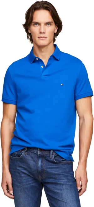 Tommy Hilfiger Men's Short Sleeve Polo Shirts in Slim Fit with Stretch and Organic Pique Cotton
