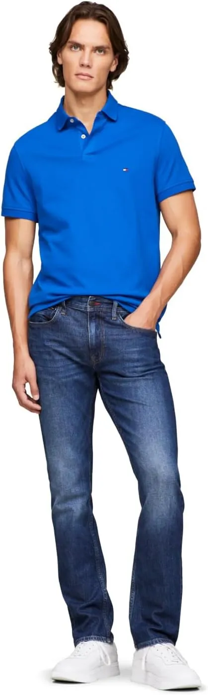 Tommy Hilfiger Men's Short Sleeve Polo Shirts in Slim Fit with Stretch and Organic Pique Cotton
