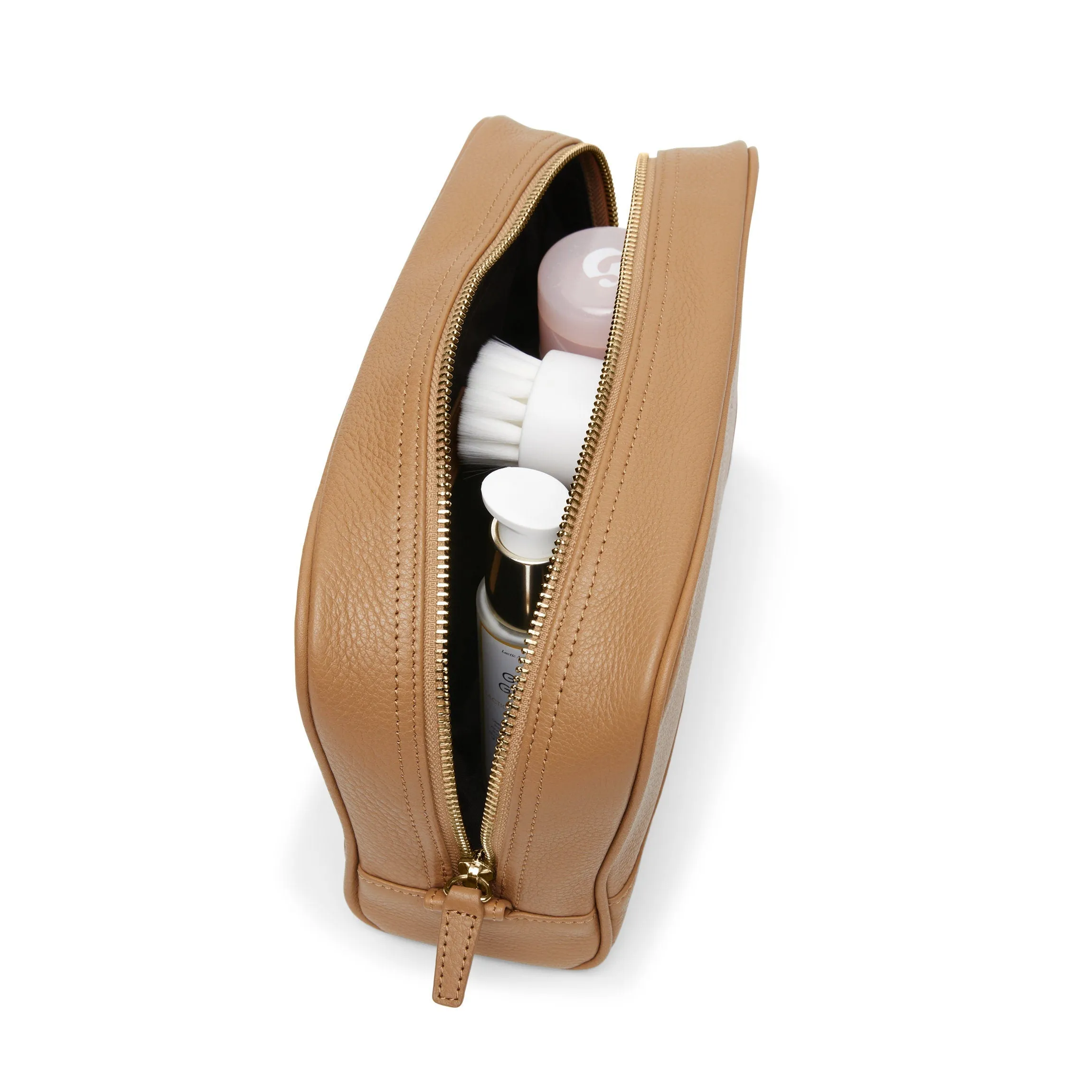 Top Zip Toiletry Bag Camel