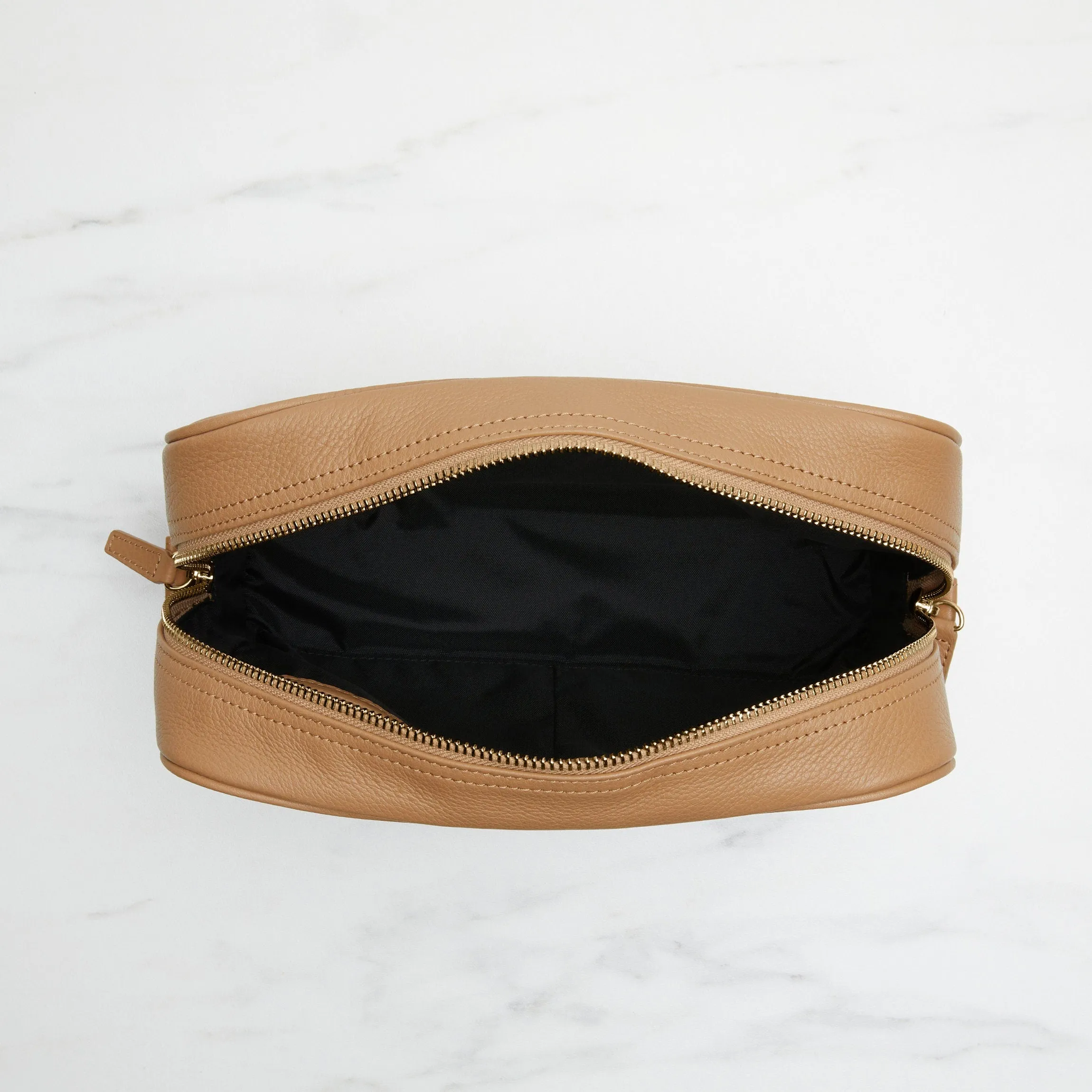 Top Zip Toiletry Bag Camel