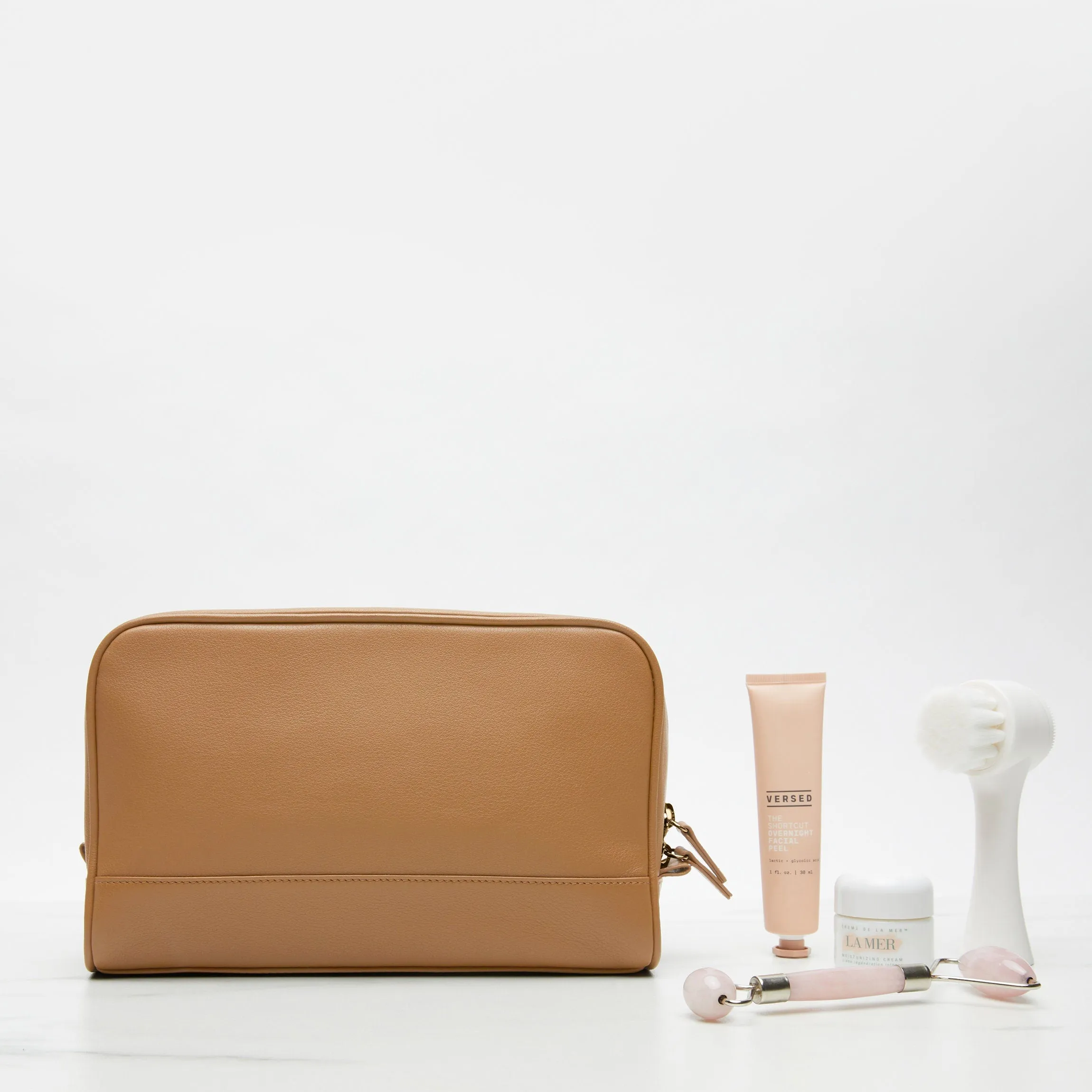 Top Zip Toiletry Bag Camel
