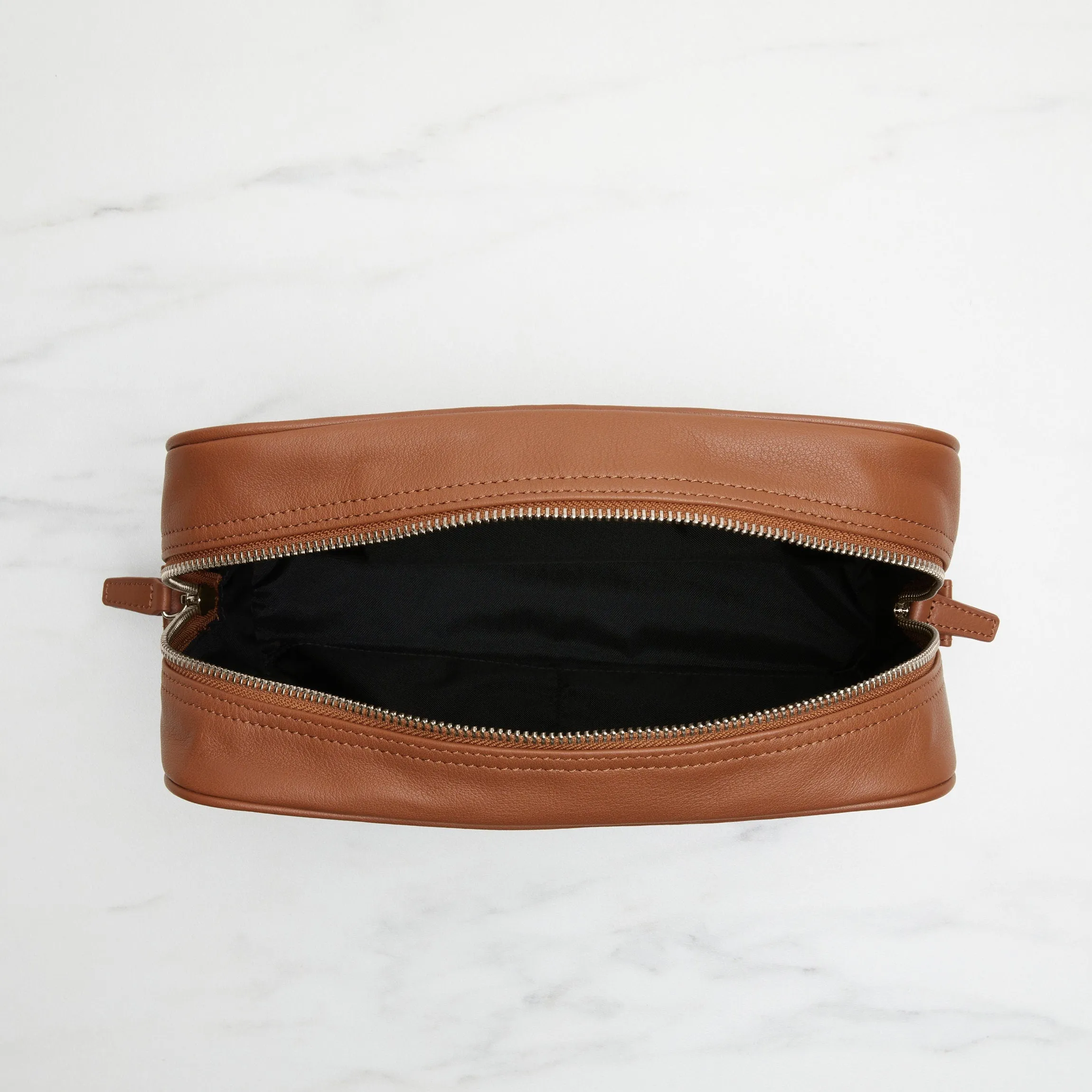Top Zip Toiletry Bag Cognac