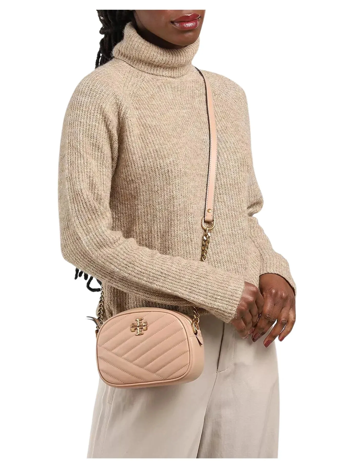 Tory Burch Kira Chevron Small Camera Bag Devond Sand