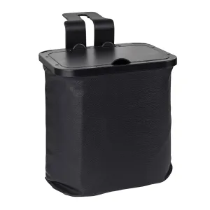 Trash Can Car Trash Can Rubbish Basket with Hook & Lid Waterproof Leather Garbage Bin Portable Waste Basket