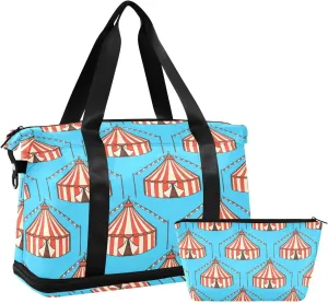 Travel Duffel Bag for Women Men Sketch Circus Weekender Overnight Bags with Shoe Compartments Vintage Gym Duffel Bag with Toiletry Bag for Travel Sport Yoga 17 Inch