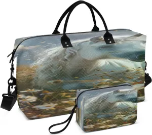 Travel Duffel Bag Large Weekender Overnight Bags for Women Men, Funny White Pony Gym Bag with Toiletry Bag