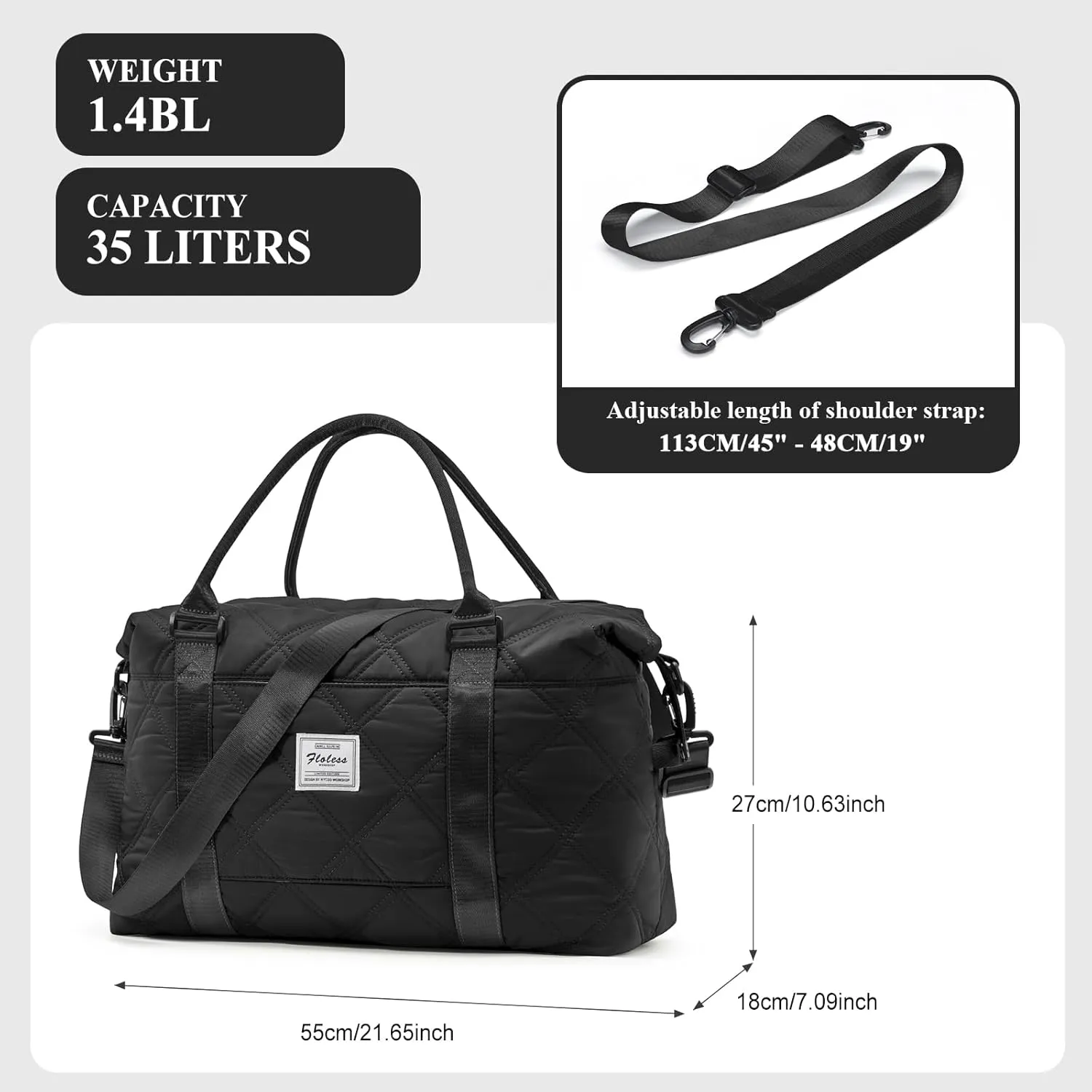 Travel Duffel Bag,Sports Tote Gym Bag,Shoulder Weekender Overnight Bag for Women