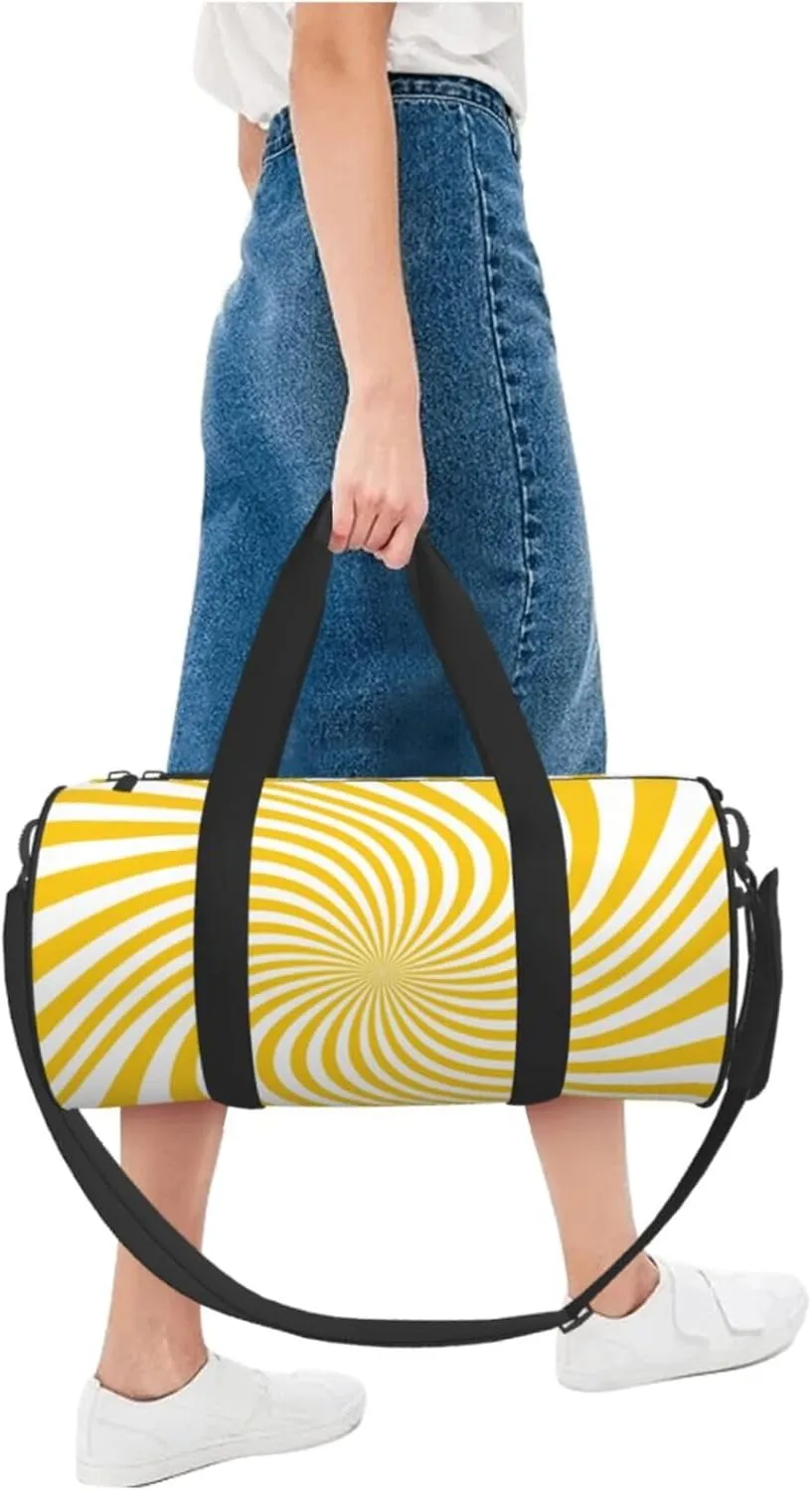 Travel Duffle Bag for Men Women, Yellow Spiral 1 Duffle Bags for Sport Gym Overnight Luggage
