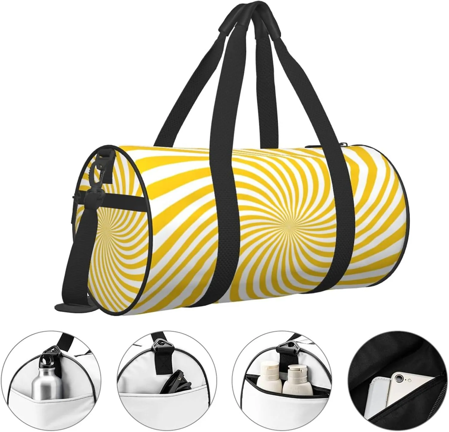 Travel Duffle Bag for Men Women, Yellow Spiral 1 Duffle Bags for Sport Gym Overnight Luggage