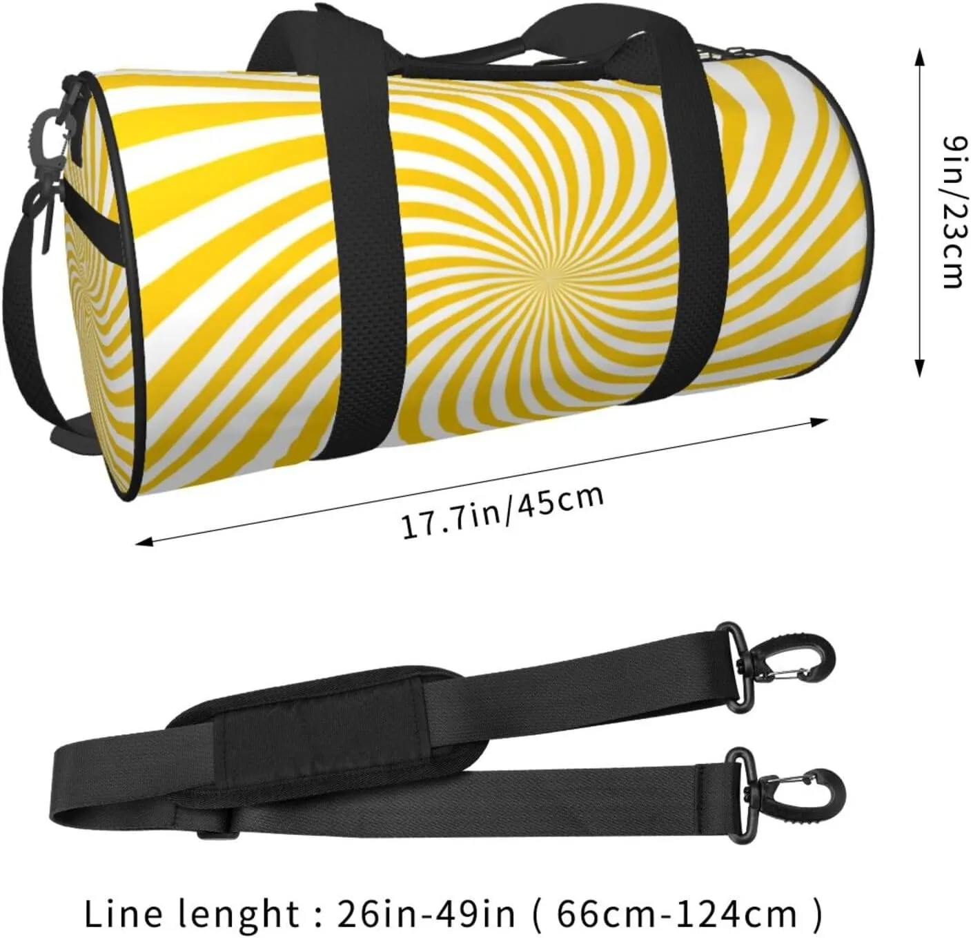 Travel Duffle Bag for Men Women, Yellow Spiral 1 Duffle Bags for Sport Gym Overnight Luggage