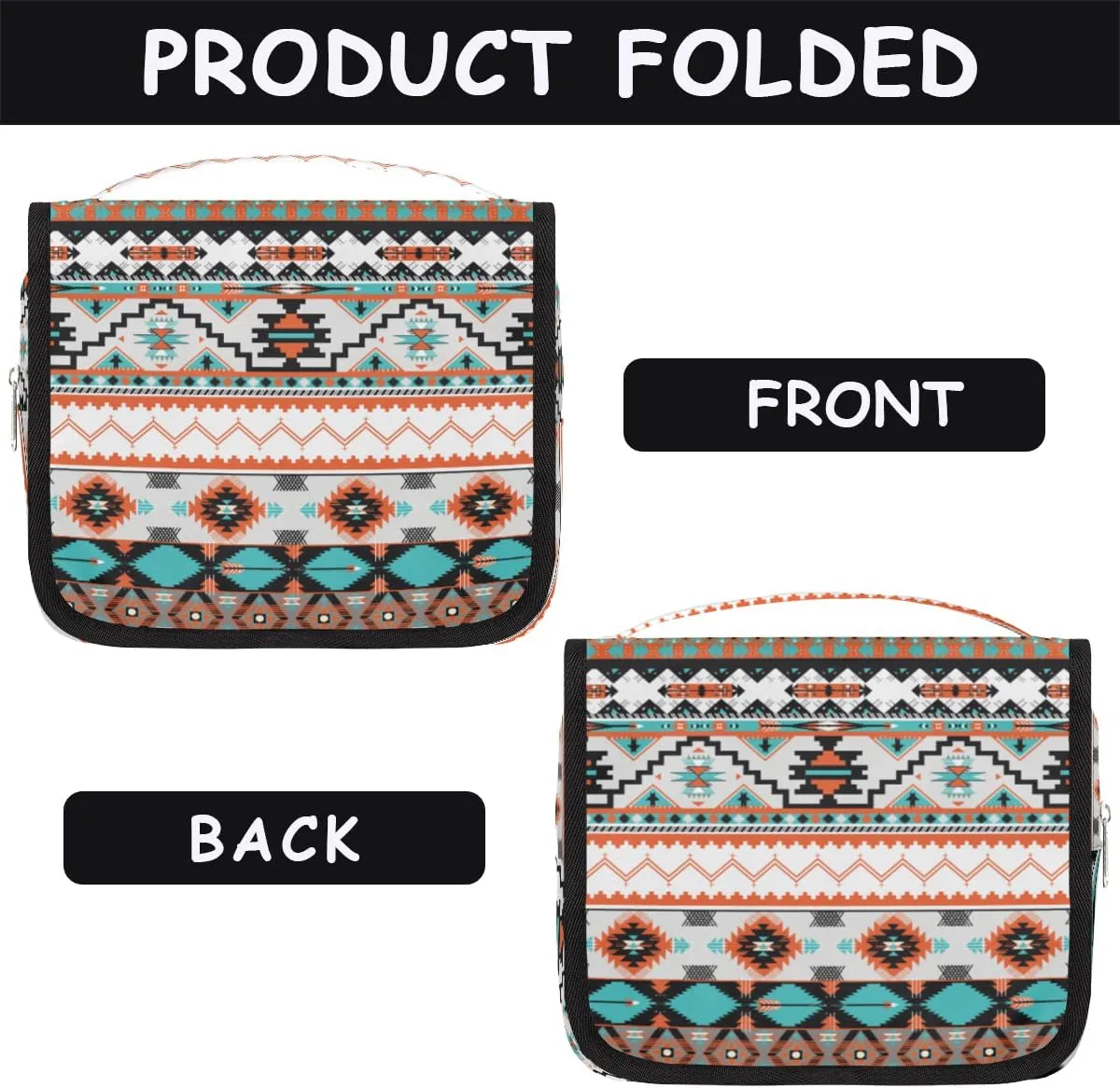 Travel Hanging Toiletry Bag for Women Men Tribe Ethnic Aztec Geometric Cosmetic Bag Waterproof Makeup Organizer for Accessories, Shampoo, Full Sized Container, Toiletries for Bathroom Shower