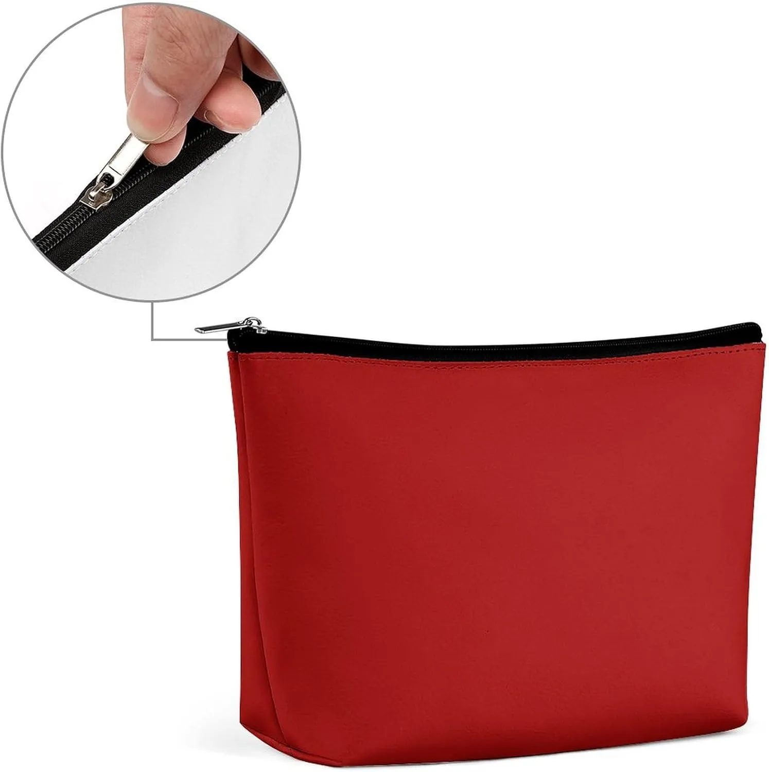 Travel Makeup Bag, Dark Candy Red Solid Color Cosmetic Bags for Women Large Capacity Waterproof Toiletry Pouch Make up Organizer