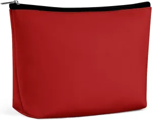 Travel Makeup Bag, Dark Candy Red Solid Color Cosmetic Bags for Women Large Capacity Waterproof Toiletry Pouch Make up Organizer