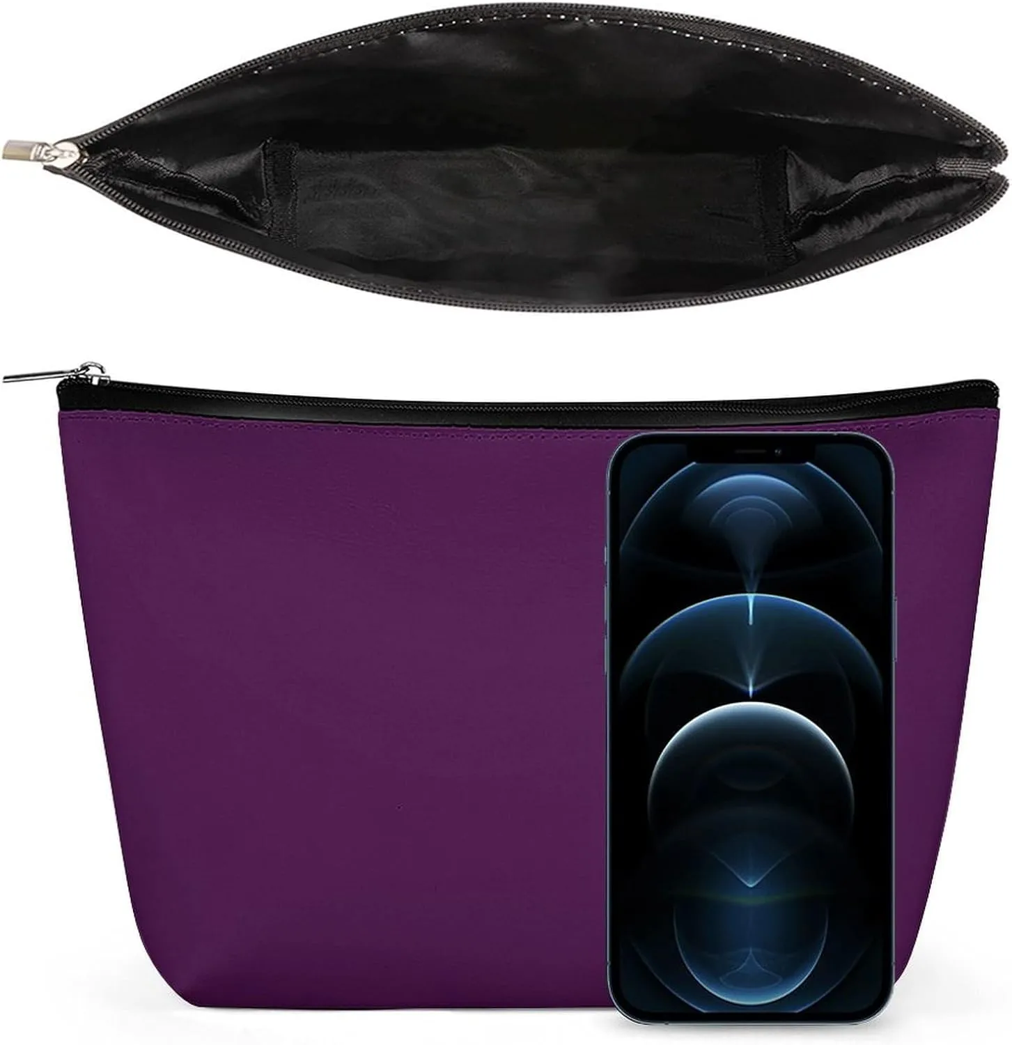 Travel Makeup Bag, Eggplant Purple Solid Color Cosmetic Bags for Women Large Capacity Waterproof Toiletry Pouch Make up Organizer