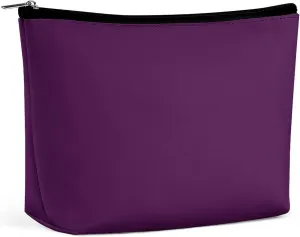 Travel Makeup Bag, Eggplant Purple Solid Color Cosmetic Bags for Women Large Capacity Waterproof Toiletry Pouch Make up Organizer