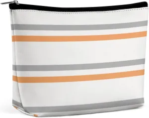 Travel Makeup Bag, Gray, Orange, White Modern Lines Trend Cosmetic Bags for Women Large Capacity Waterproof Toiletry Pouch Make up Organizer