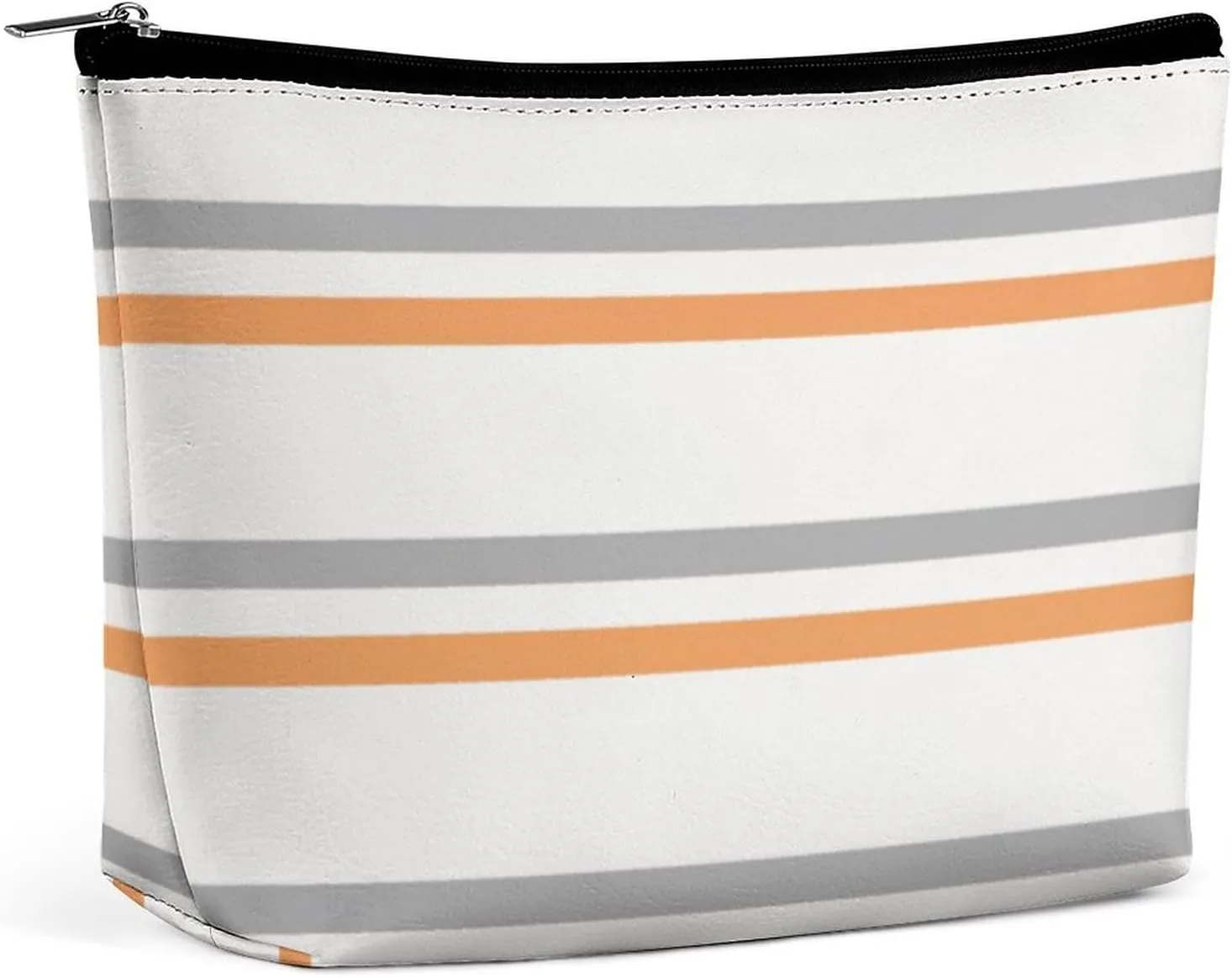 Travel Makeup Bag, Gray, Orange, White Modern Lines Trend Cosmetic Bags for Women Large Capacity Waterproof Toiletry Pouch Make up Organizer