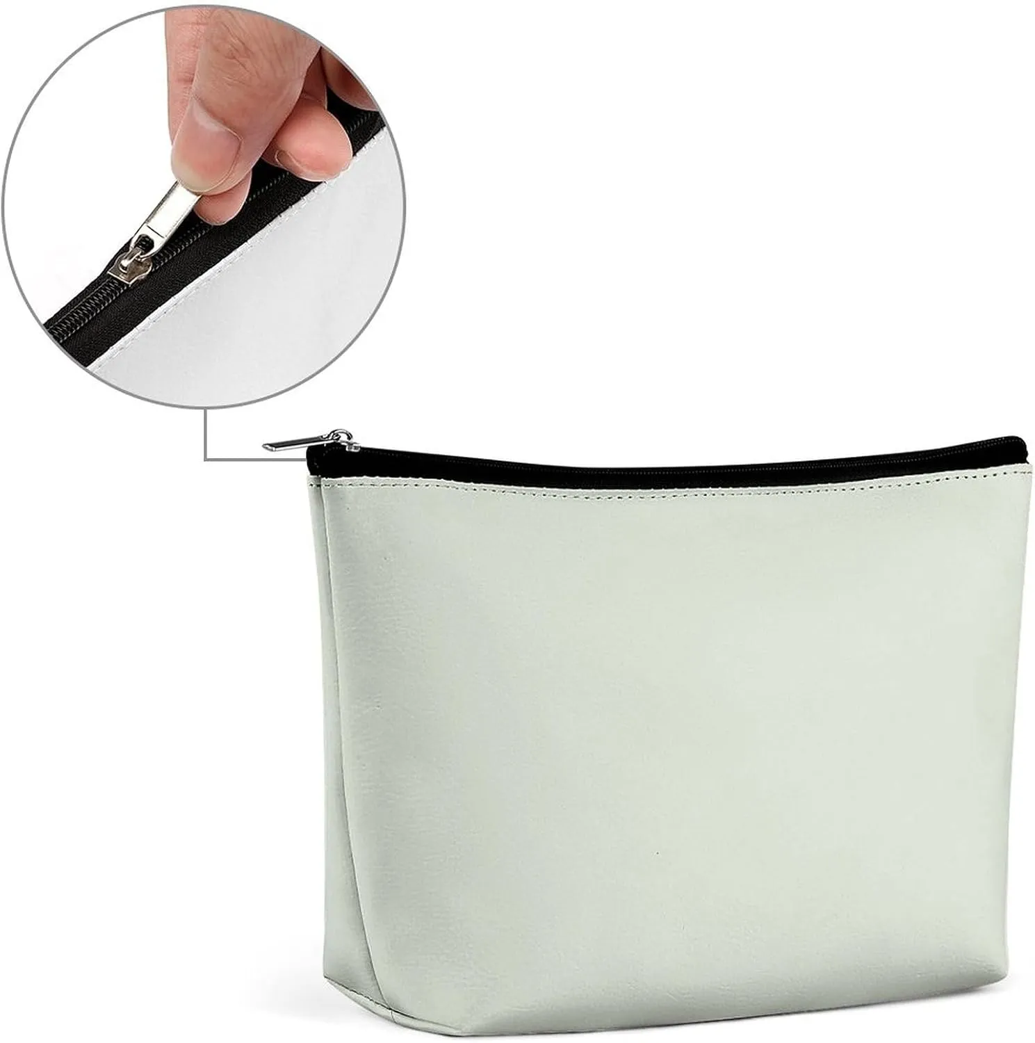 Travel Makeup Bag, Light Green Solid Color Elegant Modern Cosmetic Bags for Women Large Capacity Waterproof Toiletry Pouch Make up Organizer