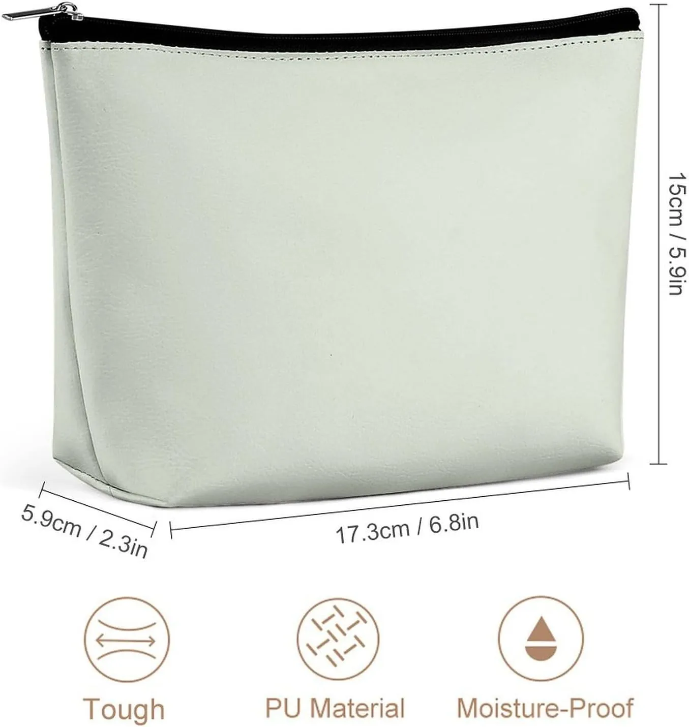 Travel Makeup Bag, Light Green Solid Color Elegant Modern Cosmetic Bags for Women Large Capacity Waterproof Toiletry Pouch Make up Organizer