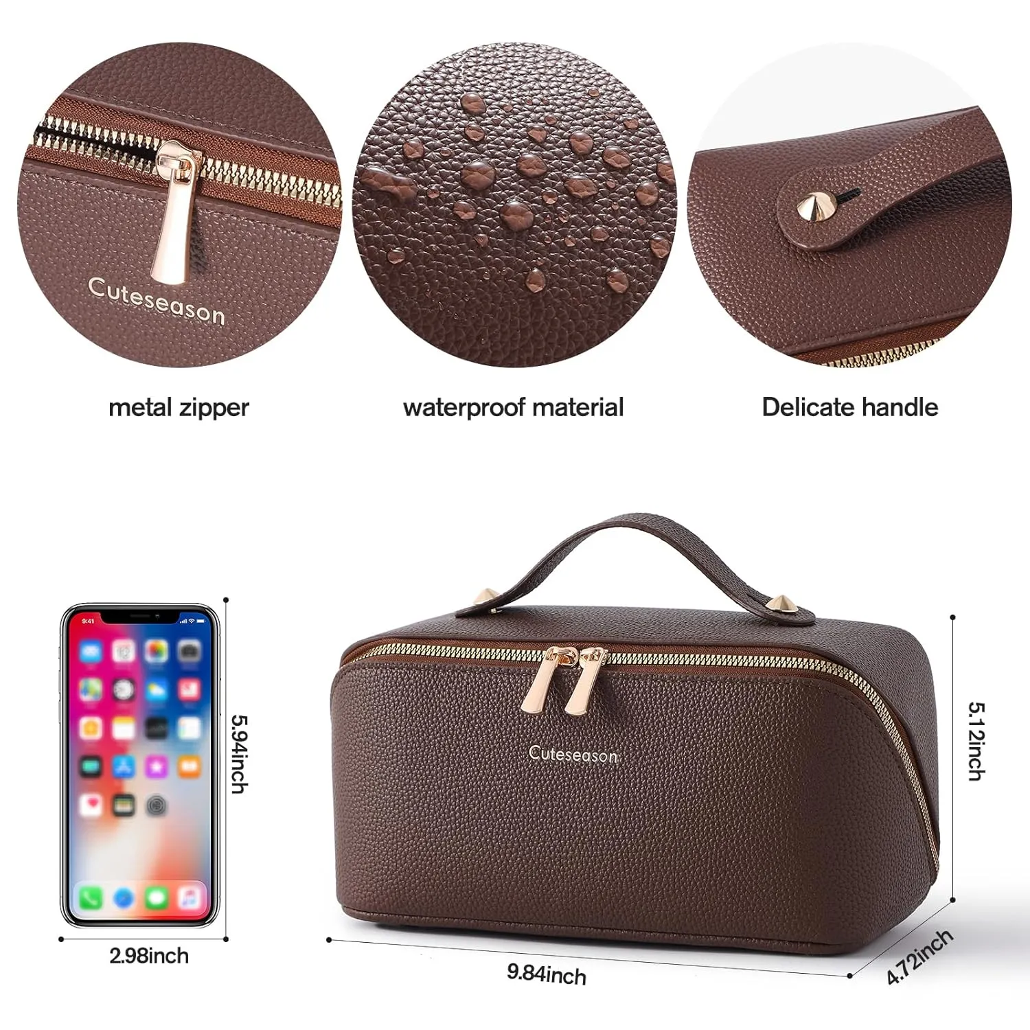 Travel Makeup Bag Travel Toiletry Bag Waterproof PU Leather Checkered Makeup Organizer Bag Woman Cosmetic Organizer Bag With Headband and Wristband Set(Black, Checkerboard pattern)