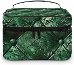 Travel Toiletry Bag for Women And Men,Green Leather Texture Toiletry Organizer, Makeup Bag Travel Organizer for Shampoo,Toiletries