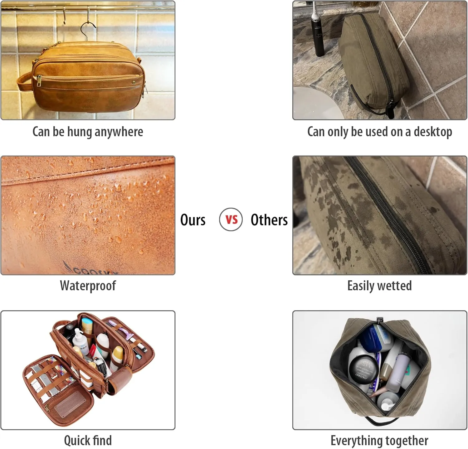 Travel Toiletry Bag for Women, Large Hanging Toiletries Organizer Bags for Men, Cruise Ship Essentials, Water-resistant Shaving Case, PU Leather Makeup Accessories, Cosmetic Dopp Kit, Pink