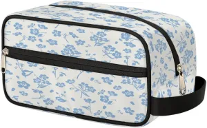 Travel Toiletry Bag for Women Men Vintage Bohemian Blue Spring Flower Floral Hanging Dopp Kit Large Travel Toiletry Organizer Water Resistant Shaving Bag for Toiletries Accessories Gift for Kids