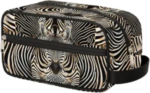 Travel Toiletry Bag for Women Men, Zebra Print Stripes Foldable Dopp Kit Water Resistant Shaving Bag for Toiletries Cosmetics Traveling Organizer