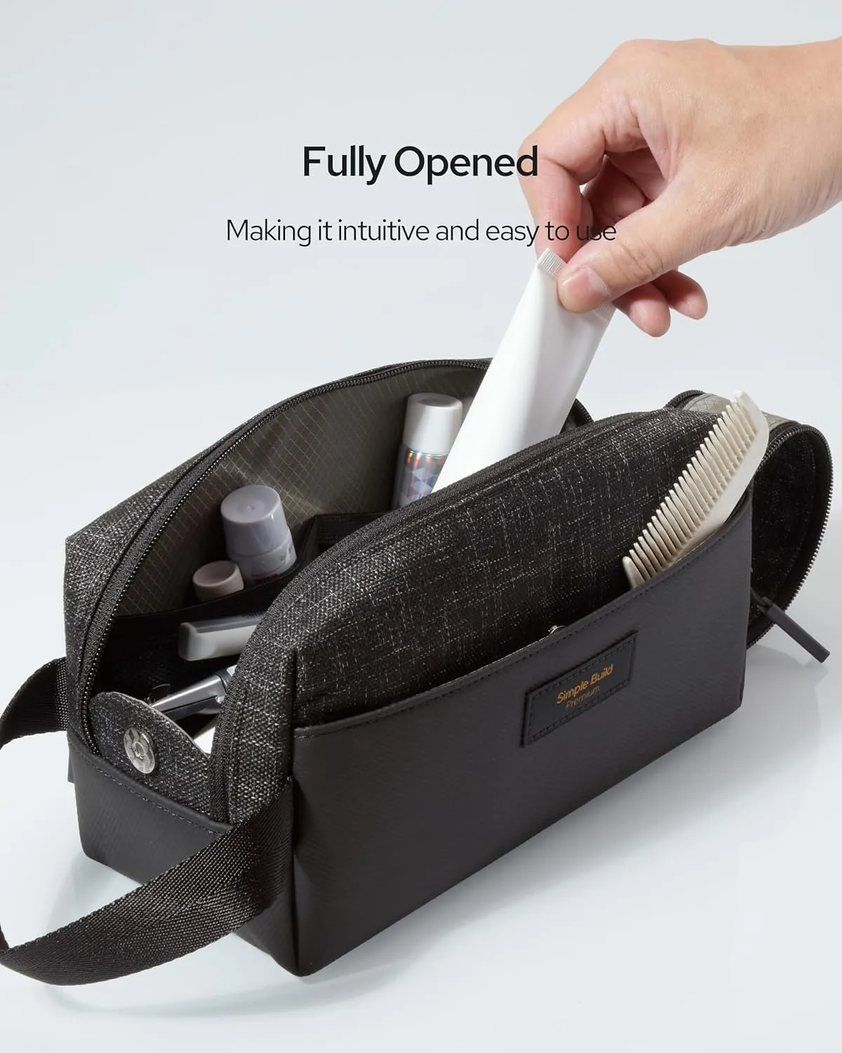 Travel Toiletry Bag Toiletry Organizer Dopp Kit Water-resistant Waterproof Shaving Bag for Toiletries Accessories Door Room Essentials - Black/Medium