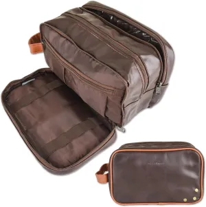 Travel Toiletry Organizer,Toiletry Bag for Men, Waterproof Shaving Bag,Handbags with Large Capacity for Travel or Business-Idea Gift For Lover, Dopp Kit -Brown