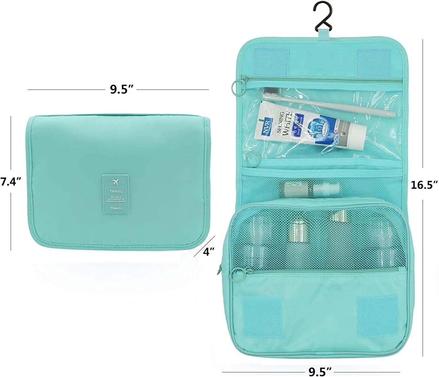 Trawila Travel Hanging Toiletry Bag Cosmetic Bag Makeup Organizers for Men & Women with Sturdy Hook (Blue)