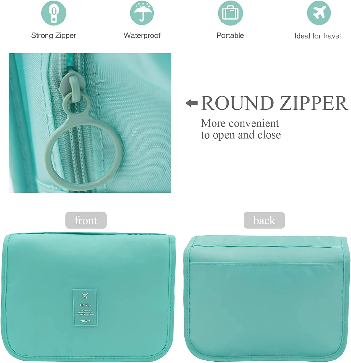 Trawila Travel Hanging Toiletry Bag Cosmetic Bag Makeup Organizers for Men & Women with Sturdy Hook (Blue)