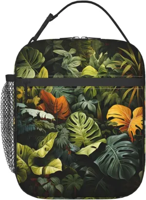 Tropical Rainforest Palm Leaves Lunch Tote Bag,Food Handbags Case For Women Lunch Box Insulated Lunch Container