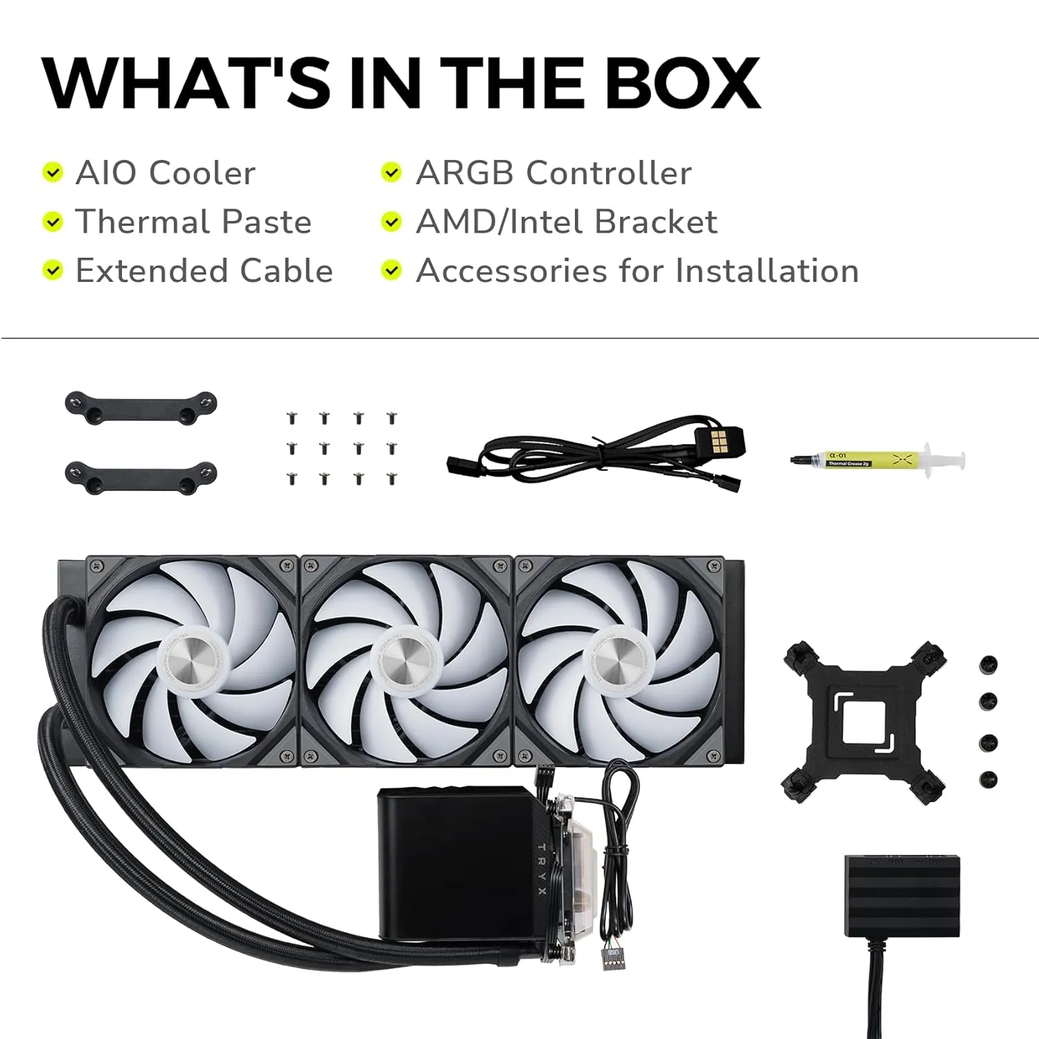 TRYX Panorama 360 ARGB 360mm AIO 6.5'' AMOLED Curved Screen 3D Anamorphic Effect Display Customizable AIO Cooler 360mm Asetek 8th Gen V2 320w TDP Magnetic ARGB Fan Intel LGA 1851/1700 AMD AM5/AM4