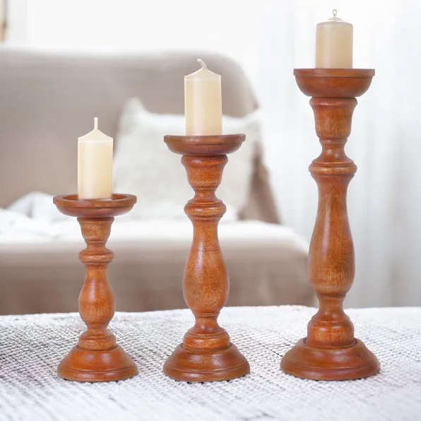Tuli in Medium Polish Candle Holder Set of 3