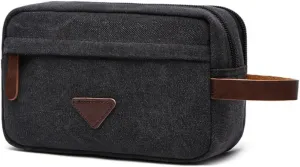 Tumecos Men’s Toiletry Bag Leather Waxed Canvas Shaving Dopp Kit Travel Accessories Organizer Bag