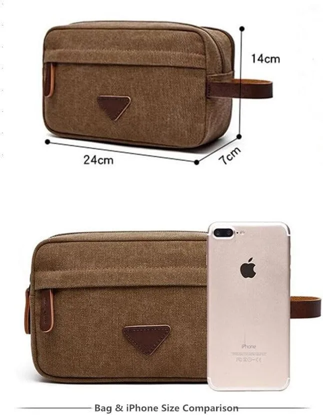 Tumecos Men’s Toiletry Bag Leather Waxed Canvas Shaving Dopp Kit Travel Accessories Organizer Bag