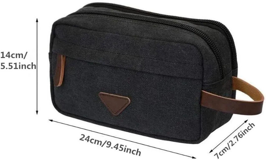 Tumecos Men’s Toiletry Bag Leather Waxed Canvas Shaving Dopp Kit Travel Accessories Organizer Bag