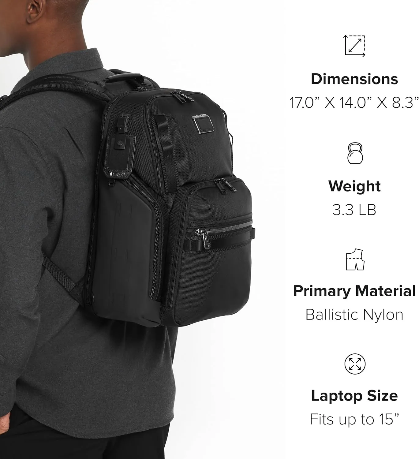 Tumi Men's Search Backpack, Black/Onyx, One Size