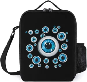 Turkish Blue Evil Eyes Insulated Lunch Bag Portable Lunch Box Lunch Tote Bag with Shoulder Strap for Work Travel