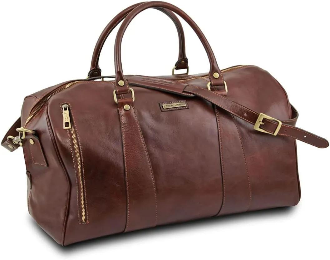 Tuscany Leather TL Voyager Travel leather duffle bag - Large size - TL141794 (Brown)