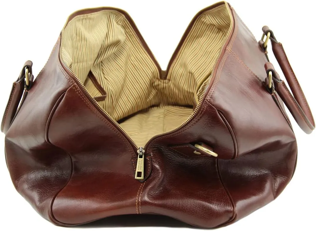 Tuscany Leather TL Voyager Travel leather duffle bag - Large size - TL141794 (Brown)