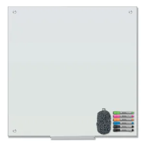 U Brands Magnetic Glass Dry Erase Board Value Pack, 36" x 36" (Actual Size: 35" x 35"), Frosted White Surface