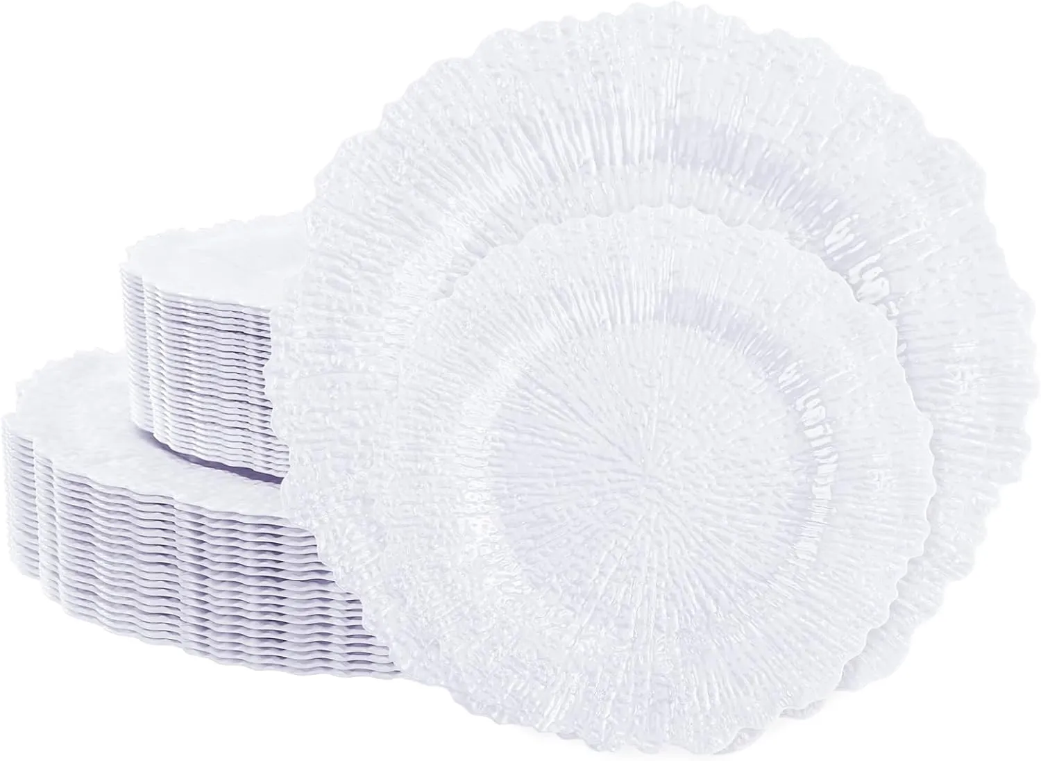 U-QE 60 Pieces White Plastic Plates for Party - Disposable & Reusable - Premium Hard Reef Disposable Plates - Including 30 10" Dinner & 30 7" Dessert Plates for Wedding