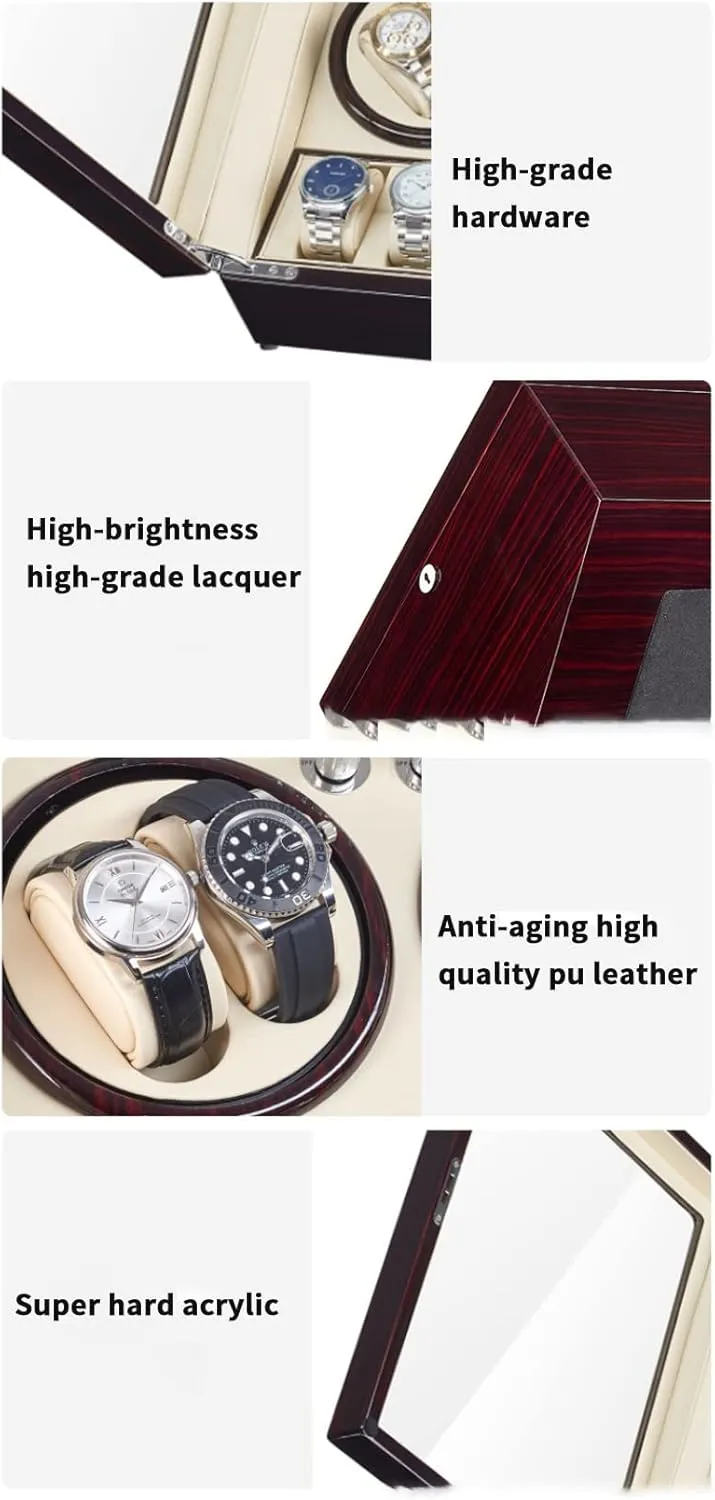 Ultra Quiet Motor for 8 5 Automatic Watches Watch Winders for Automatic Watches with LED Lights, Automatic Watch Winder with 5 Rotation Modes Luxurious PU Leather (E A)