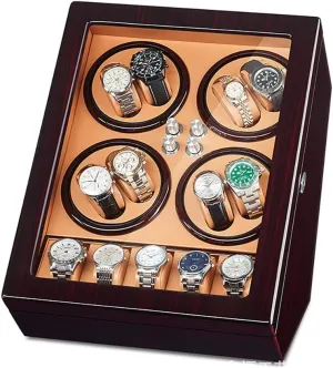 Ultra Quiet Motor for 8 5 Automatic Watches Watch Winders for Automatic Watches with LED Lights, Automatic Watch Winder with 5 Rotation Modes Luxurious PU Leather (E A)