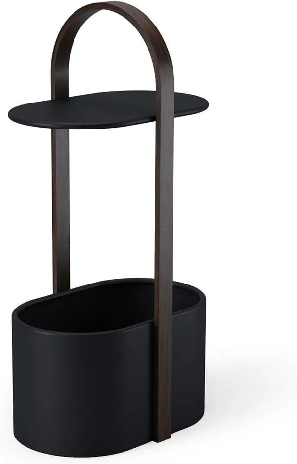 Umbra Bellwood Side Table with Storage and Cable Management, Black/Walnut, 9.5 in x 13.75 in x 26.88 in