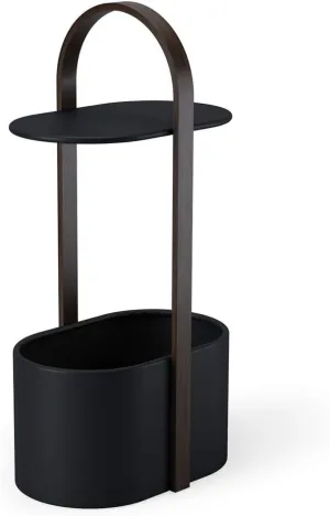 Umbra Bellwood Side Table with Storage and Cable Management, Black/Walnut, 9.5 in x 13.75 in x 26.88 in